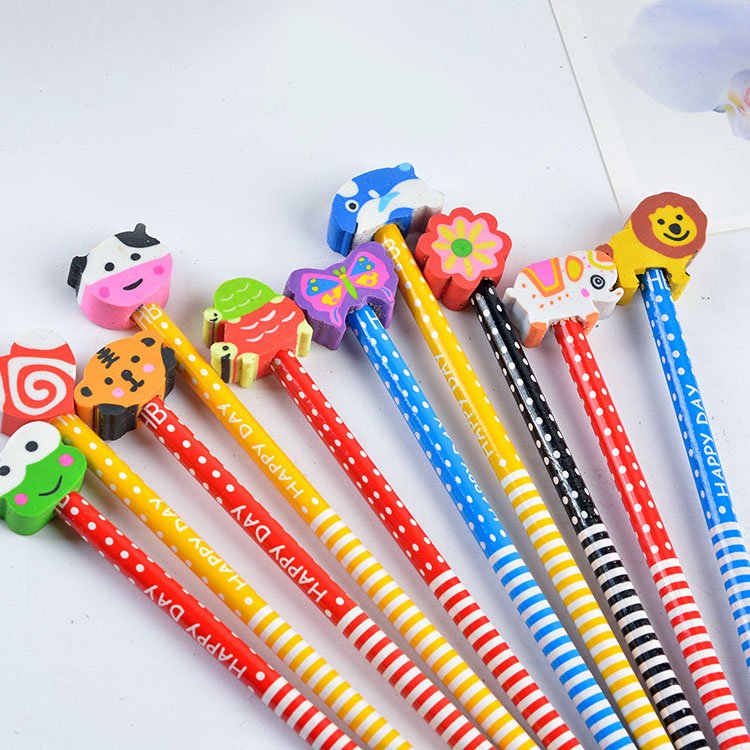 Kawaii Erasers School Supplies Pencils For Children Kids Stationery Cartoon Custom Pencil
