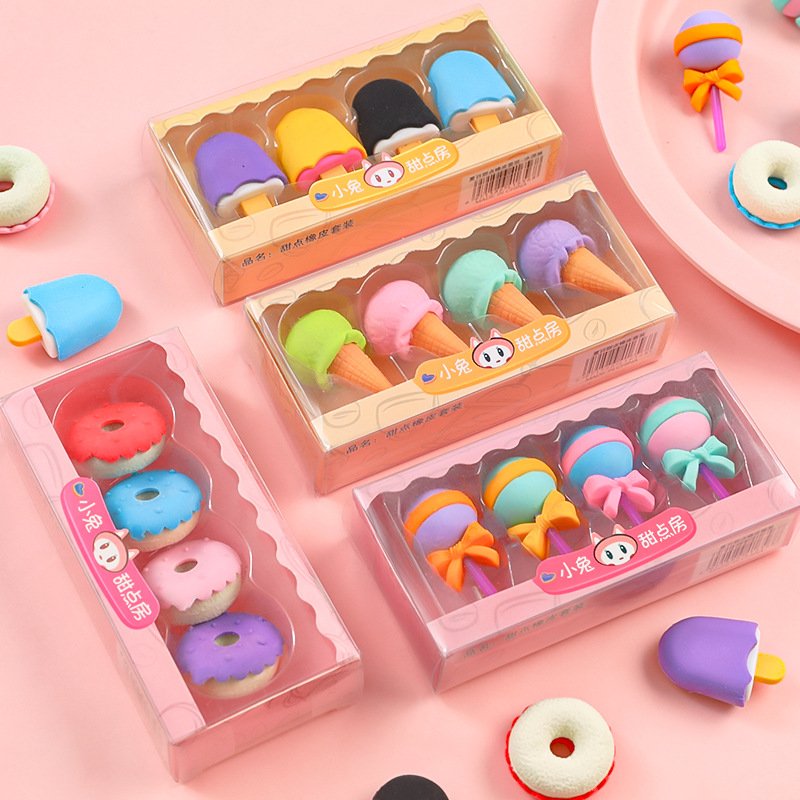 Children's creative simulation eraser students cute boxed eraser dessert styling pencil eraser stationery gifts