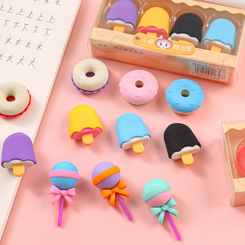 Children's creative simulation eraser students cute boxed eraser dessert styling pencil eraser stationery gifts