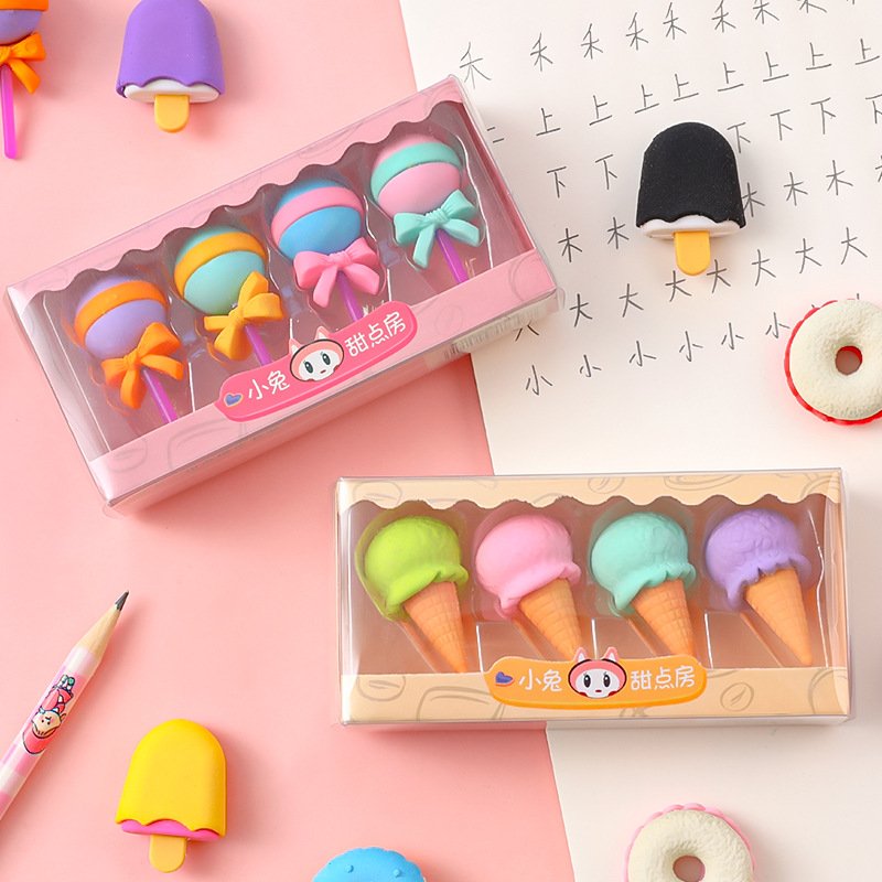 Children's creative simulation eraser students cute boxed eraser dessert styling pencil eraser stationery gifts