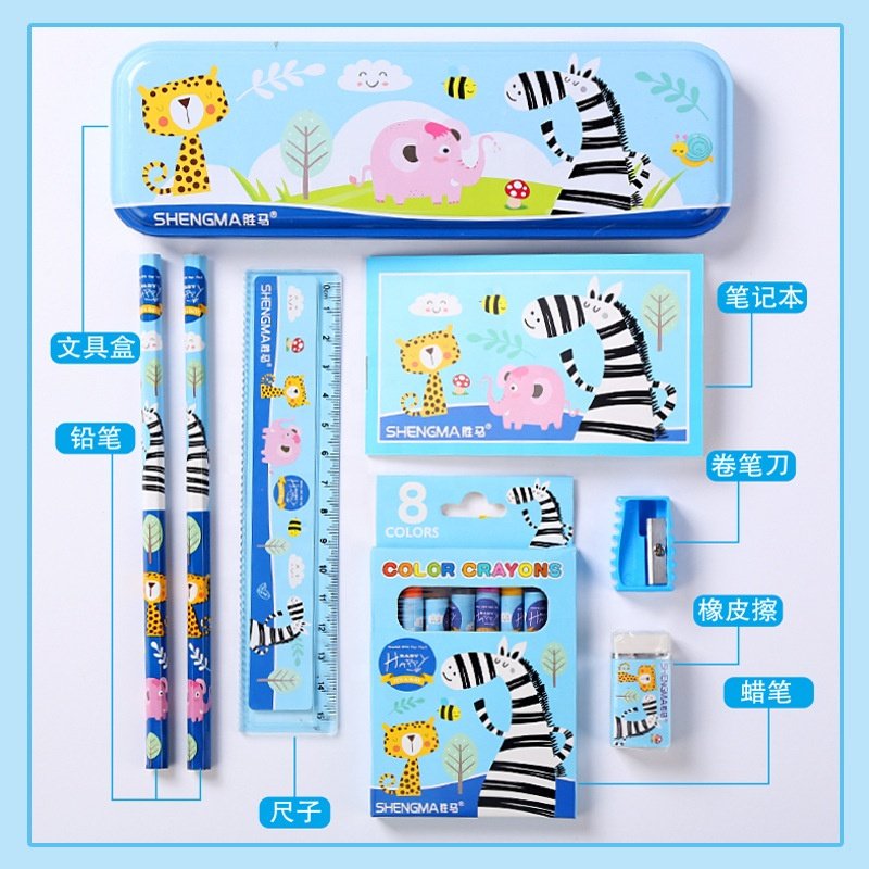Cartoon pencil set Creative stationery children's prize student stationery set gift box primary