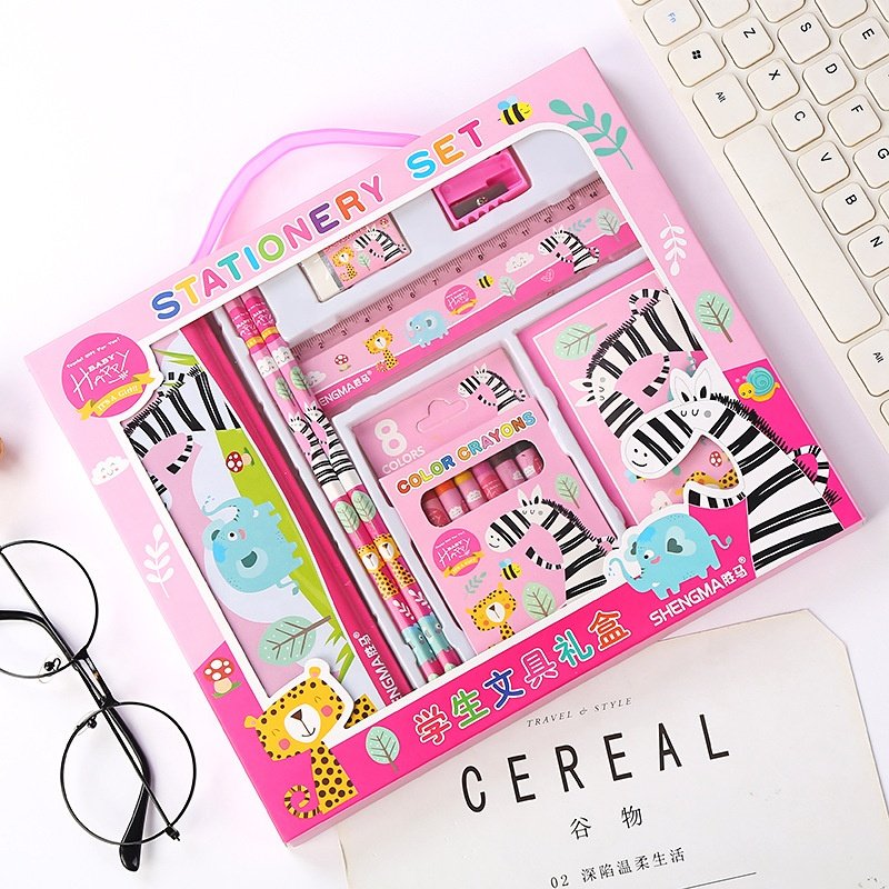 Cartoon pencil set Creative stationery children's prize student stationery set gift box primary