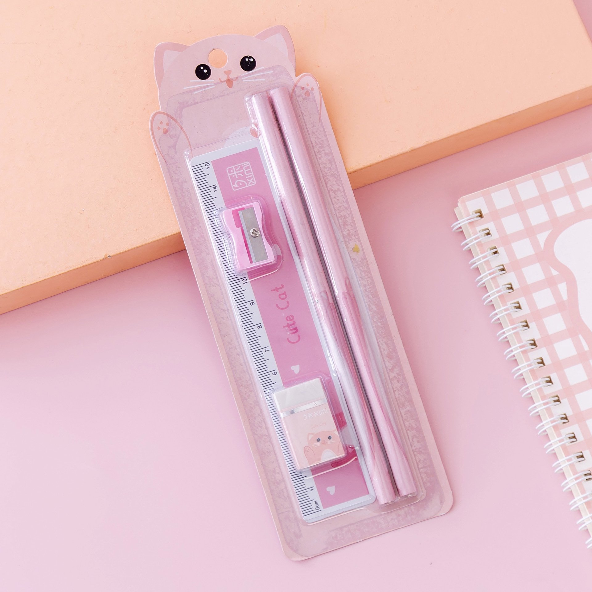 Best Children's gifts 5 in 1 stationery set pencil eraser pencil sharpener ruler student study stationery school supplies