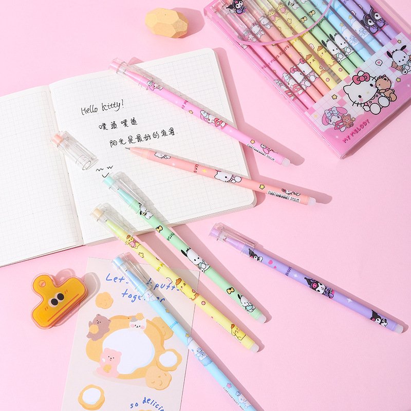 Botu Sanrio Erasable Neutral Pen Melody Kuromi Roller Ball Pen School Supplies Stationery Wholesale