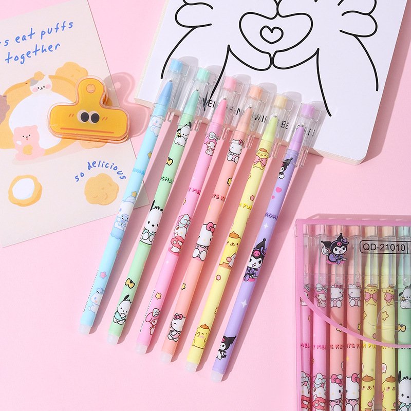 Botu Sanrio Erasable Neutral Pen Melody Kuromi Roller Ball Pen School Supplies Stationery Wholesale