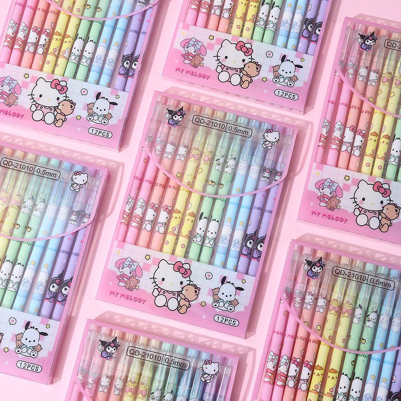 Botu Sanrio Erasable Neutral Pen Melody Kuromi Roller Ball Pen School Supplies Stationery Wholesale