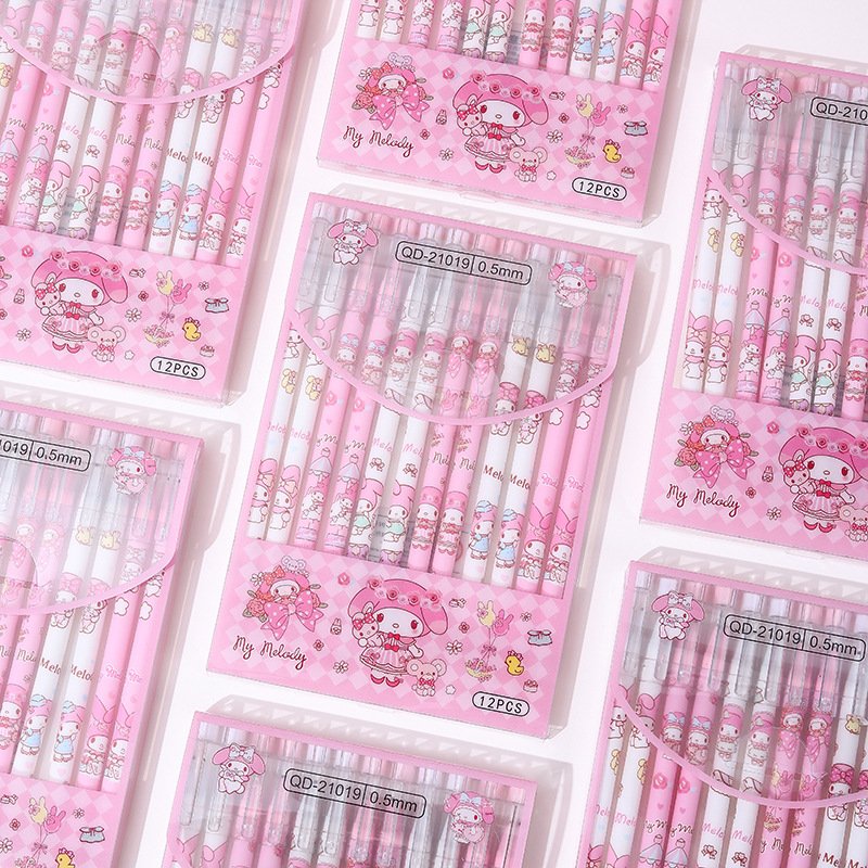 Botu Sanrio Erasable Neutral Pen Melody Kuromi Roller Ball Pen School Supplies Stationery Wholesale