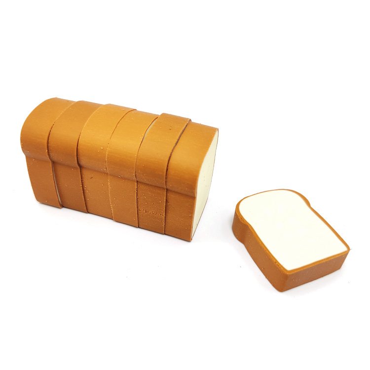 Factory Fancy Cute Design Student Stationery Supplies Custom Shape erasers Kids Gift Set 3D Small Toast Bread Eraser Pack