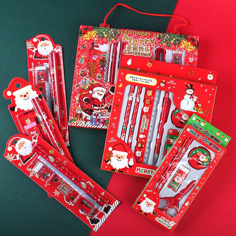 Children's Birthday Stationery Set Pencil Pencil sharpener Eraser Christmas gift 3D stereoscopic 6-piece school supplies set