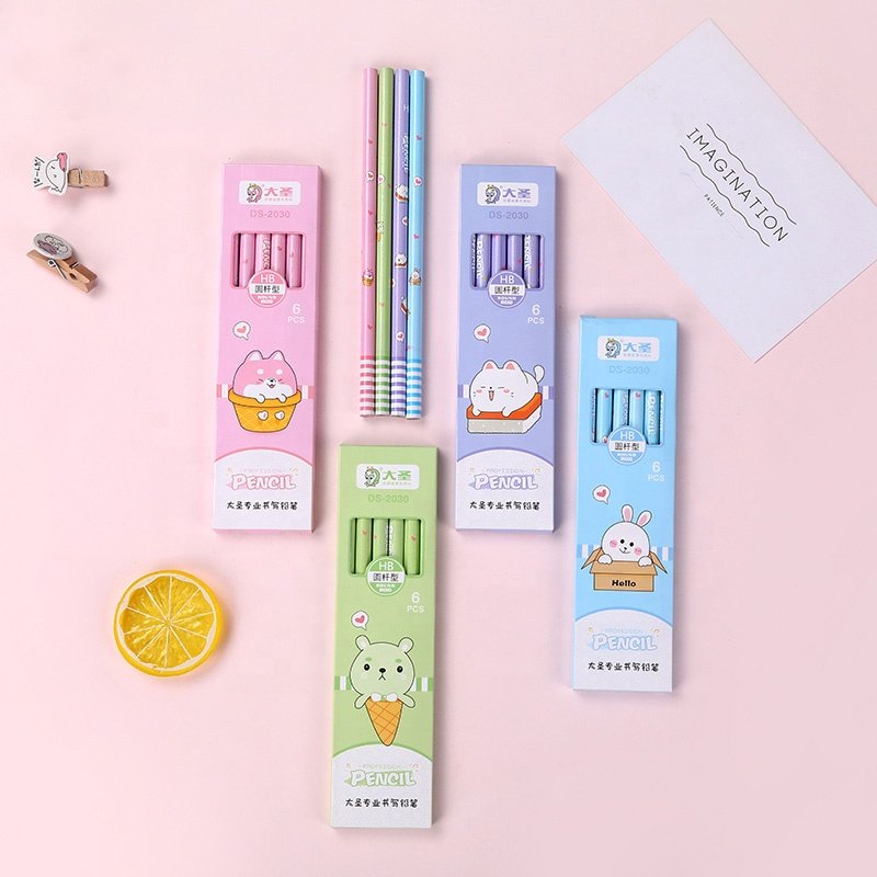 DASHENG Basics Woodcased #2 Pencils Pre-sharpened HB Lead Cute Pencils For Kids Fun Pencil With Erasers Toppers