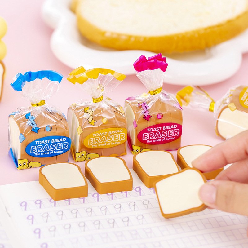Toast, Bread, Eraser, Children's Day Gift Set, Prize, Creative Food Styling, Eraser, School Stationery Supplies Wholesale