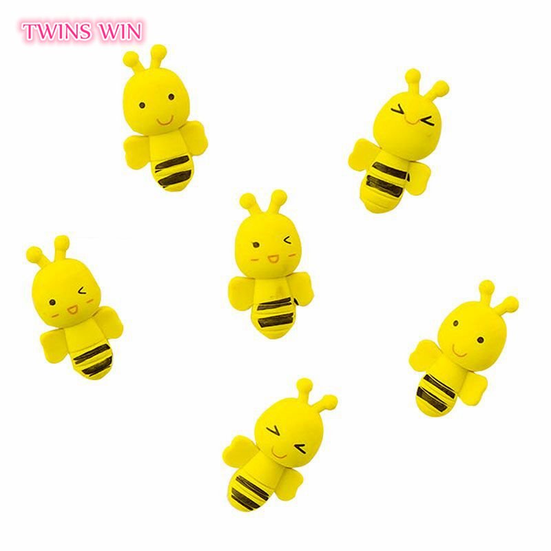 New Arrival 2pcs/bag School Stationery Cartoon Animal Eraser Cute Bee Eraser 758