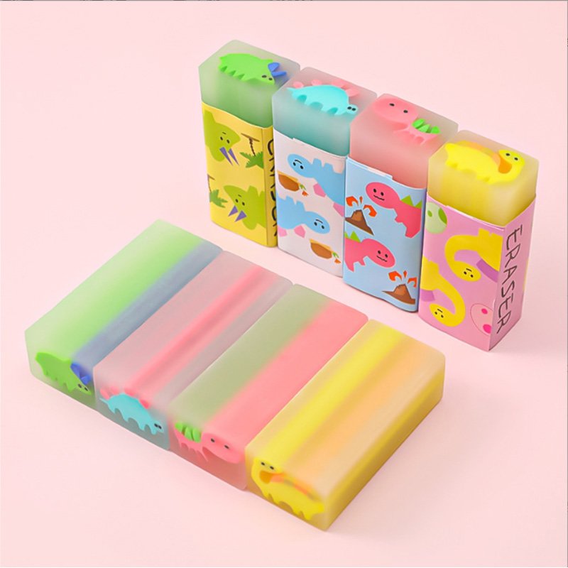 Soododo School Student Children Soft Cartoon Pencil Rubber Eraser PVC Dinosaur Eraser