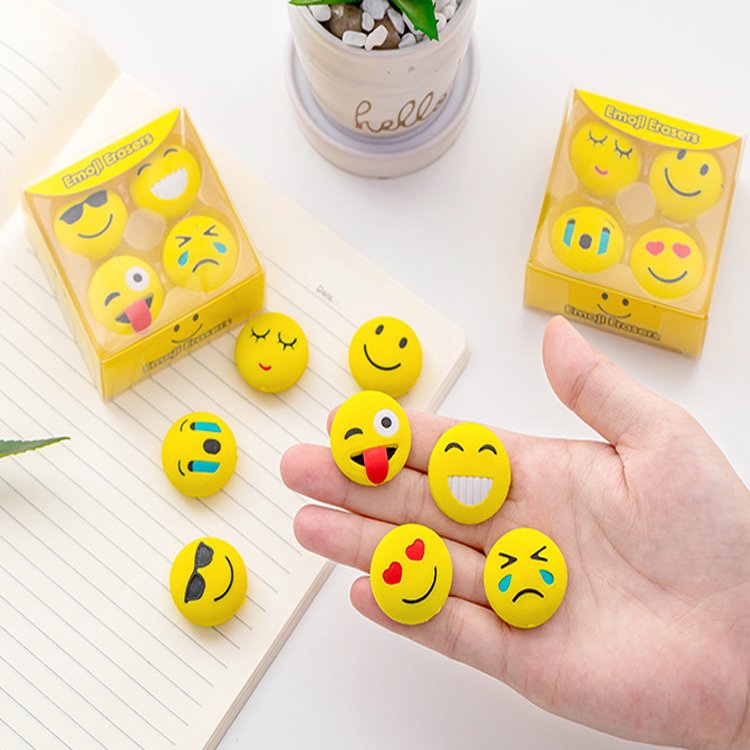 Creative Expression Eraser Smile Face Style Learning Stationery Home Work School Students Prize Gift For Children Eraser Random