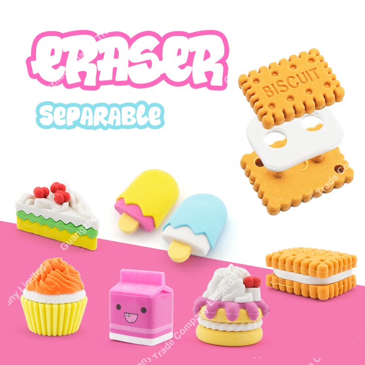 Erasers For Children TPR Material Custom 11 Food Burger Fries Cola Cake Creative Eraser School Stationery Cute Erasers For Kids