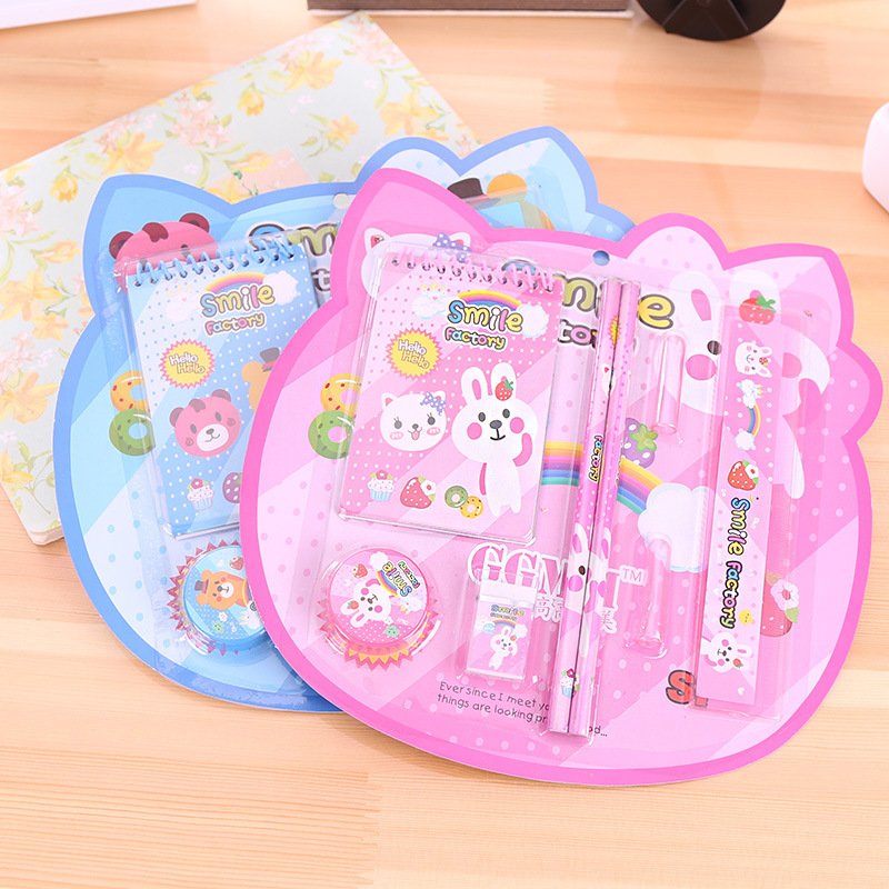 Children's Gifts 8 Pcs Stationery Sets Gift Box Korean Cartoon Creative Primary School Student Learning Office Supplies