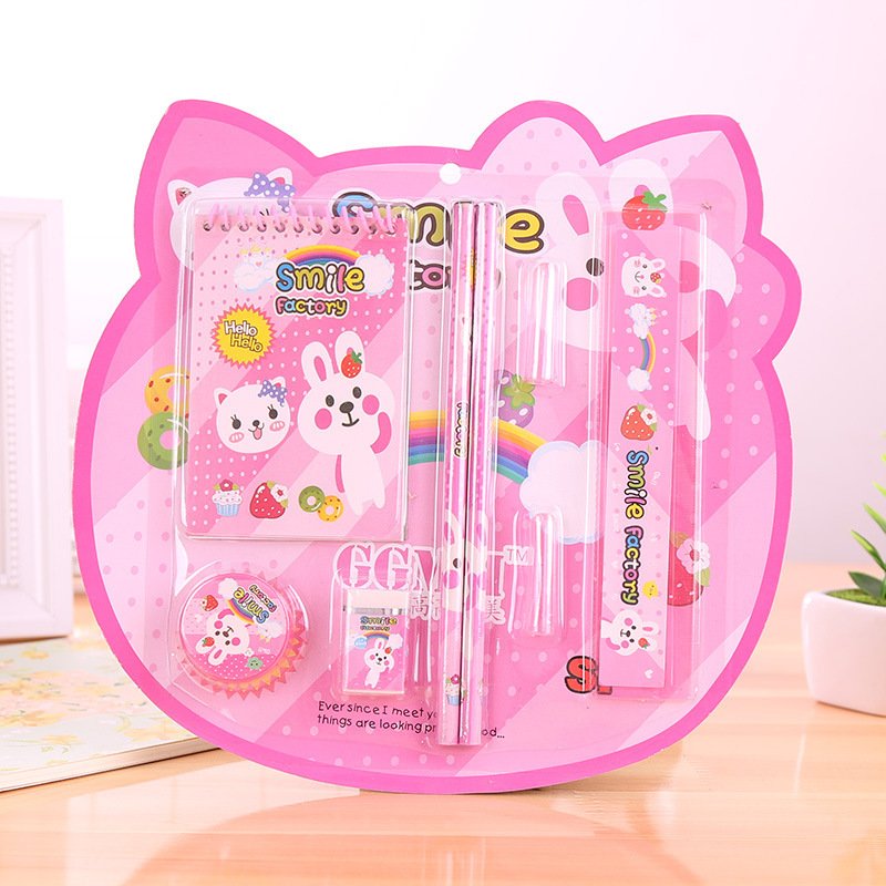 Children's Gifts 8 Pcs Stationery Sets Gift Box Korean Cartoon Creative Primary School Student Learning Office Supplies