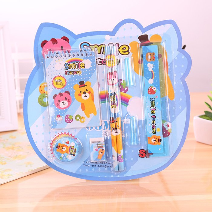 Children's Gifts 8 Pcs Stationery Sets Gift Box Korean Cartoon Creative Primary School Student Learning Office Supplies