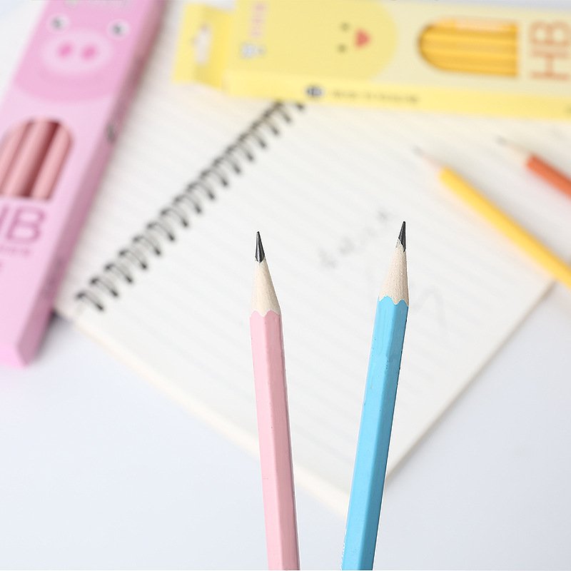 Custom logo Reusable Kawaii Pencils School Supplies Creative Stationery Children's cartoon Pencils Color Standard pencil set
