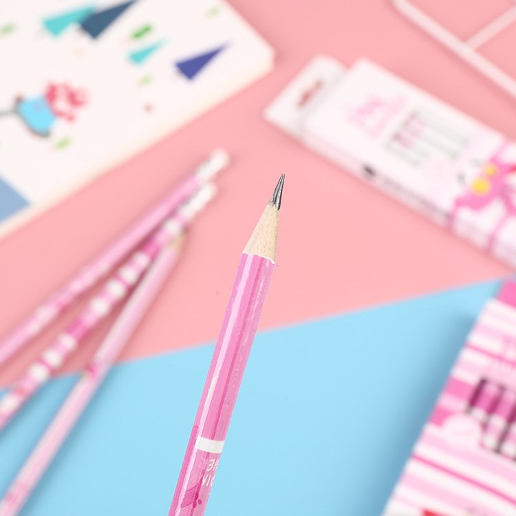 Custom logo Reusable Kawaii Pencils School Supplies Creative Stationery Children's cartoon Pencils Color Standard pencil set