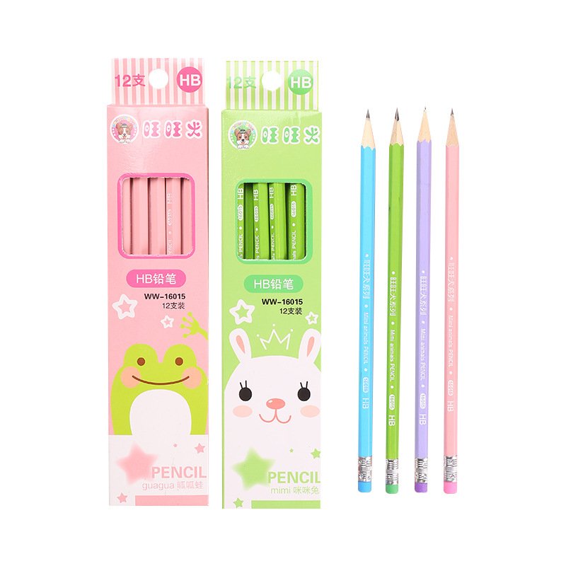 Custom logo Reusable Kawaii Pencils School Supplies Creative Stationery Children's cartoon Pencils Color Standard pencil set
