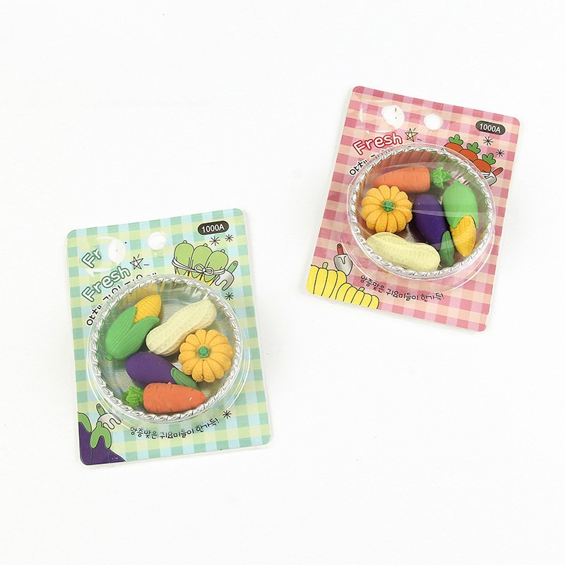 Vegetable fruit shape fancy cute kawaii bulk children's mini kawaii puzzle jigsaw rubber pencil eraser for school supplies