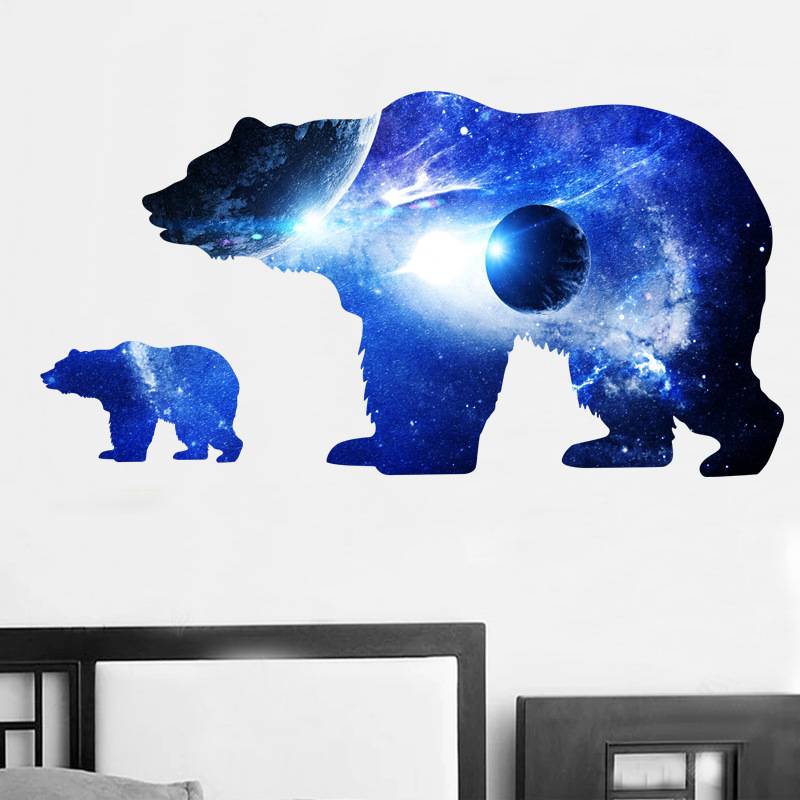 Cross -border wall sticker PVC self -paste drawing painting dog bear cosmic silhouette star ball sticker living room sofa