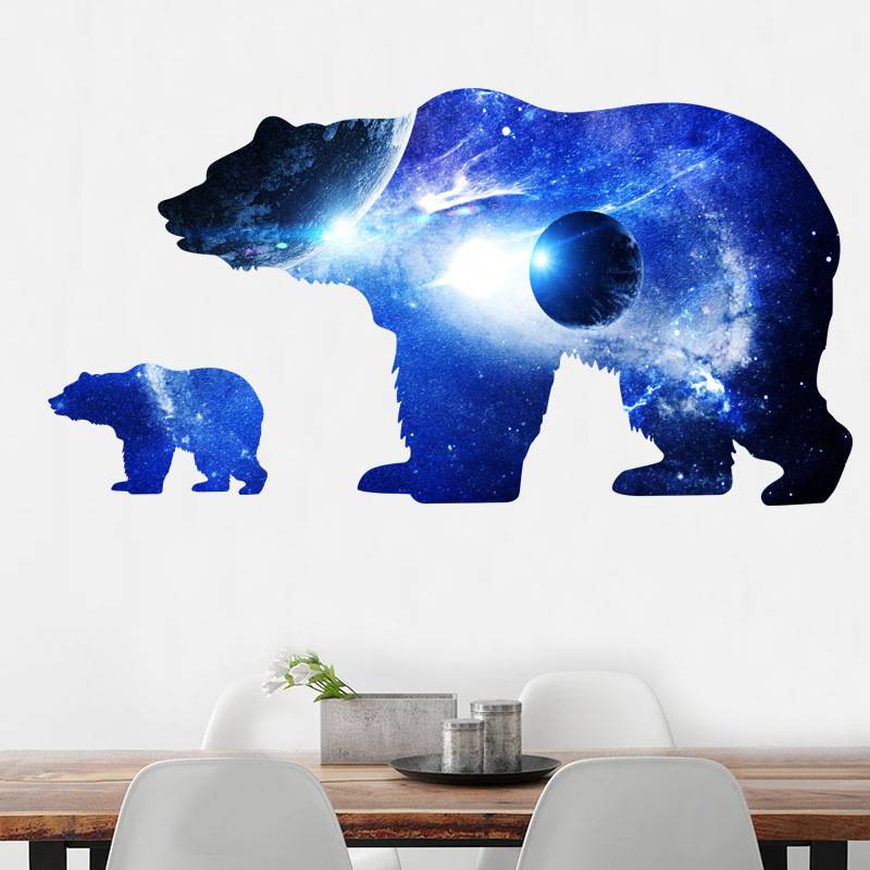 Cross -border wall sticker PVC self -paste drawing painting dog bear cosmic silhouette star ball sticker living room sofa