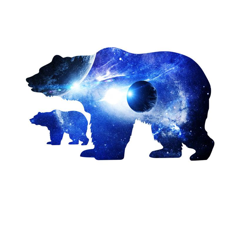 Cross -border wall sticker PVC self -paste drawing painting dog bear cosmic silhouette star ball sticker living room sofa
