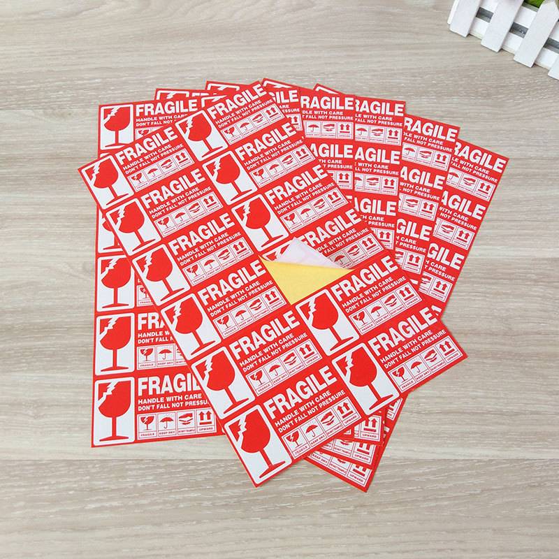 Fragile product tag English sticker non -dry glue box stickers Amazon Fragile outer box out of fragment sticker