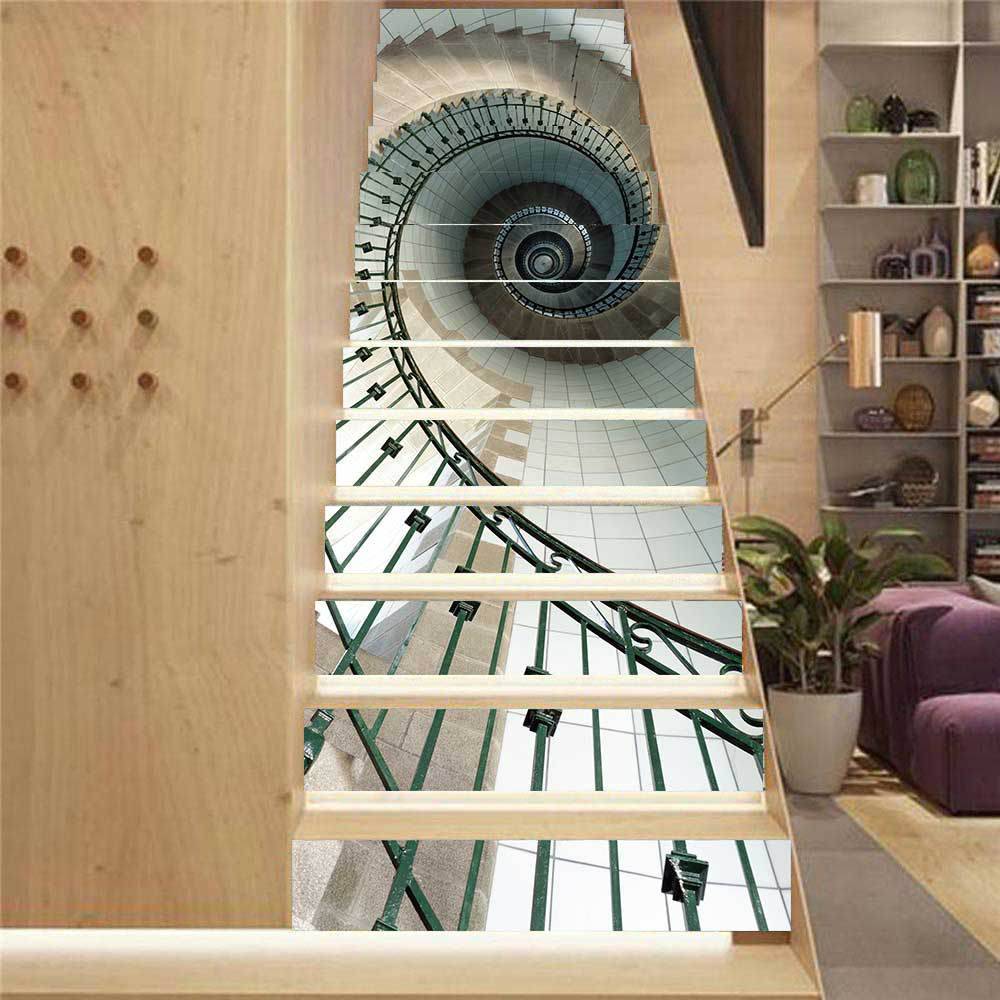 AMJPVC manufacturer Creative and simple thirteen rotation stairs stickers stepped sticker wall stickers