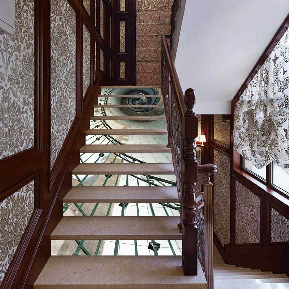 AMJPVC manufacturer Creative and simple thirteen rotation stairs stickers stepped sticker wall stickers