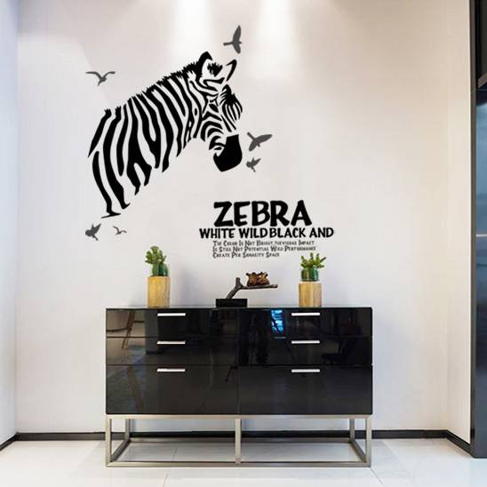 Factory zebra black white bedroom sofa can remove wall stickers PVC transparent membrane LC6018