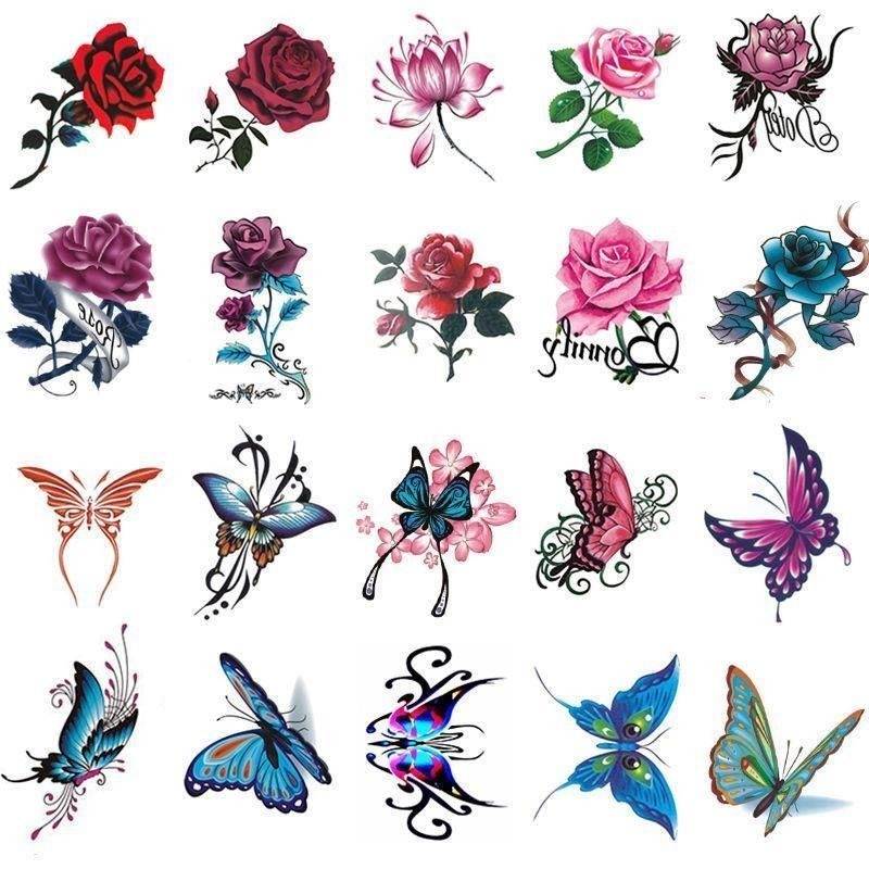 3D tattoo stickers, waterproof, long -lasting realistic students can use easy cleaning rose butterfly collarbone tattoos stickers small fresh stickers