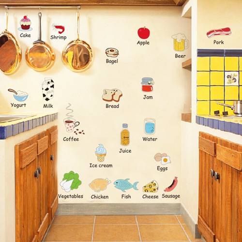 Kitchen refrigerator wall sticker vegetable meat food decoration sticker children's room kindergarten post painting AM7090