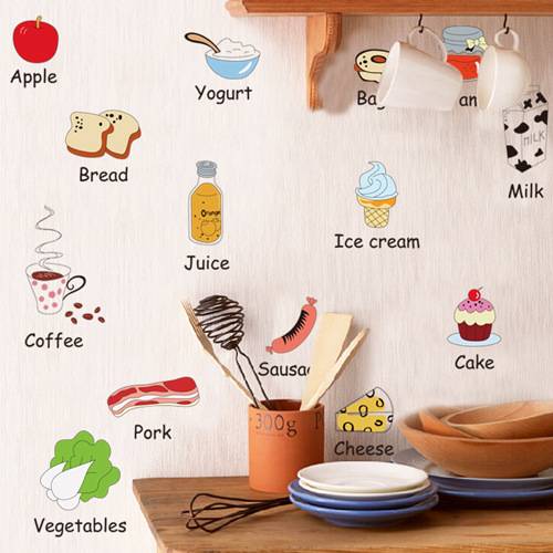 Kitchen refrigerator wall sticker vegetable meat food decoration sticker children's room kindergarten post painting AM7090