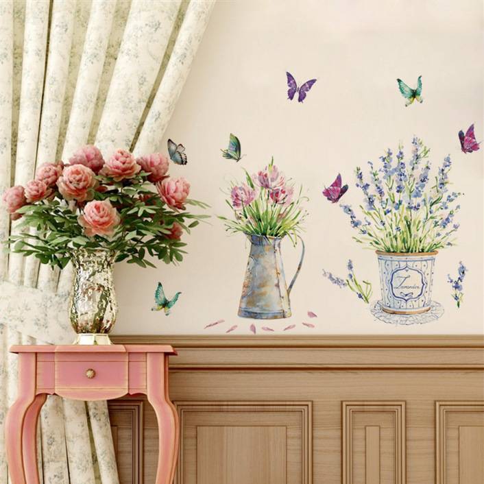 Jm7299 Flower living room window glass decorative sticker bedroom bedroom flower potted wall sticker adhesion