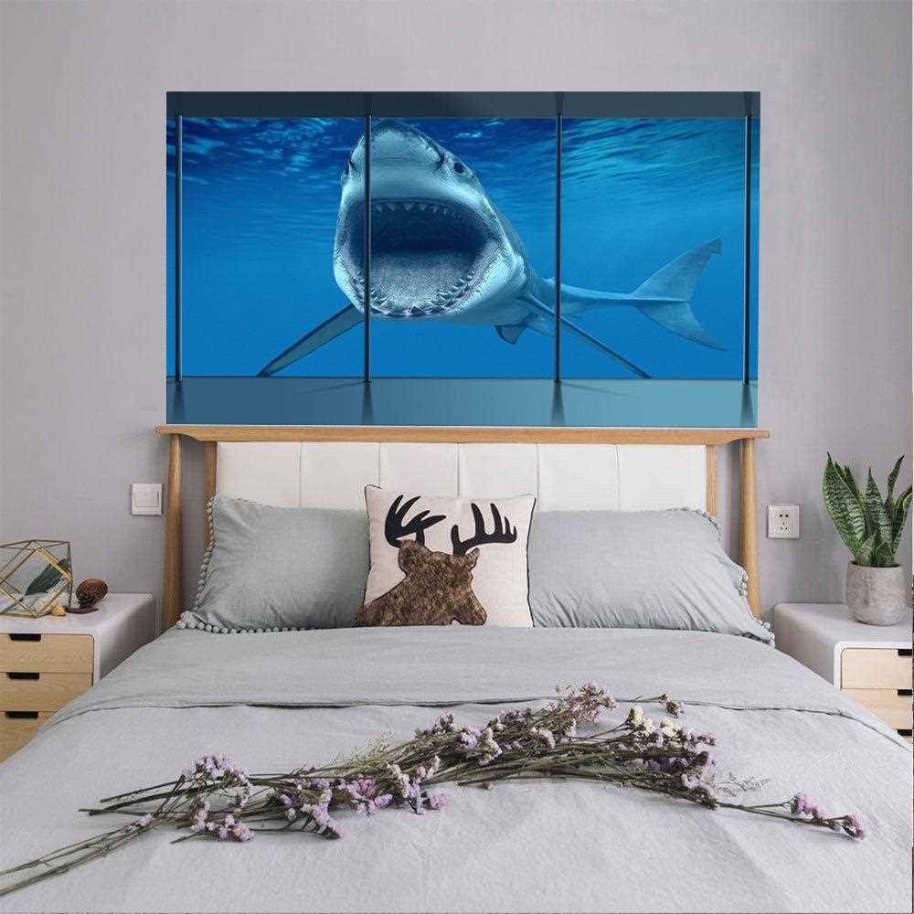 3D window platform landscape deep -sea shark bed head sticker creative wall sticker personality home decoration wallpaper mural manufacturer