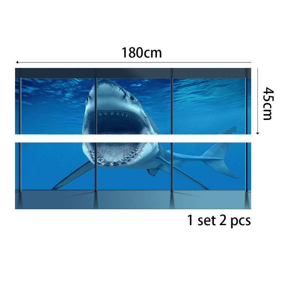 3D window platform landscape deep -sea shark bed head sticker creative wall sticker personality home decoration wallpaper mural manufacturer