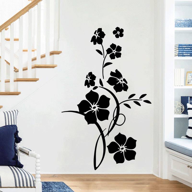 Black flower wall sticker creative home background wall simple decoration PVC wall sticker FX1509