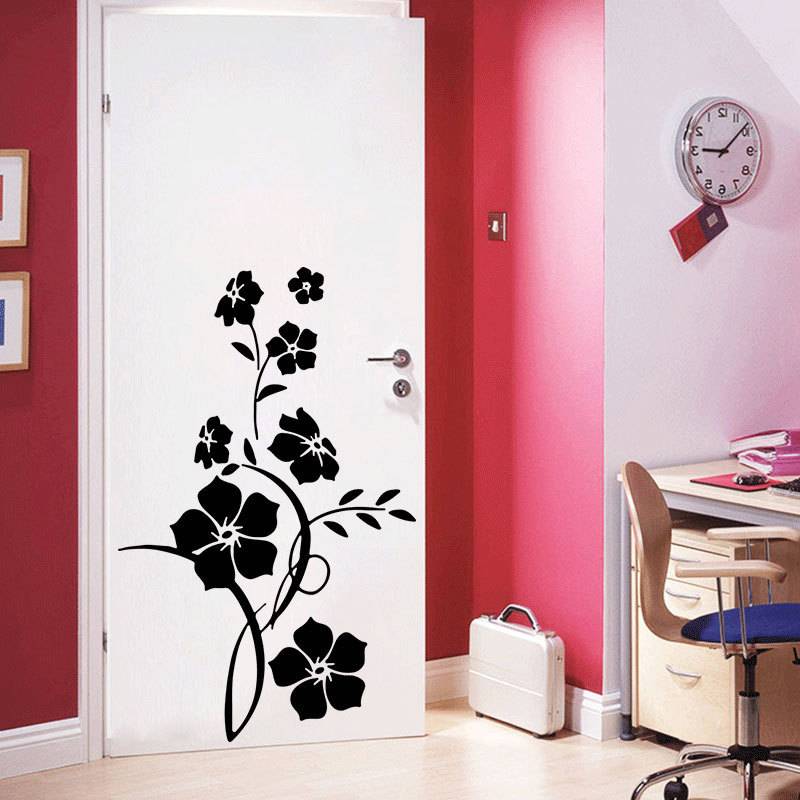 Black flower wall sticker creative home background wall simple decoration PVC wall sticker FX1509