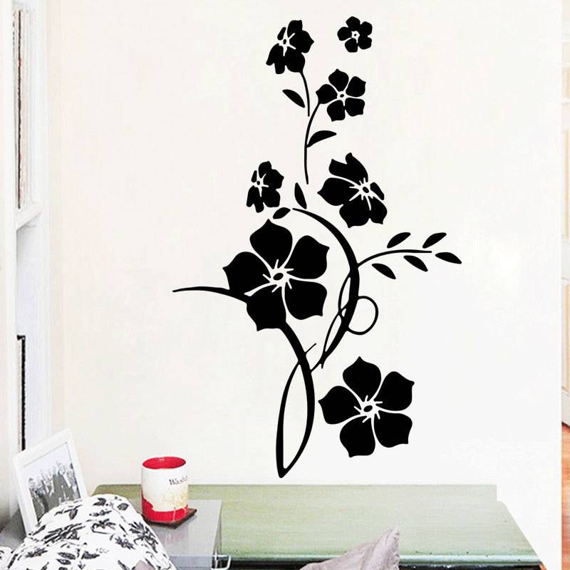 Black flower wall sticker creative home background wall simple decoration PVC wall sticker FX1509