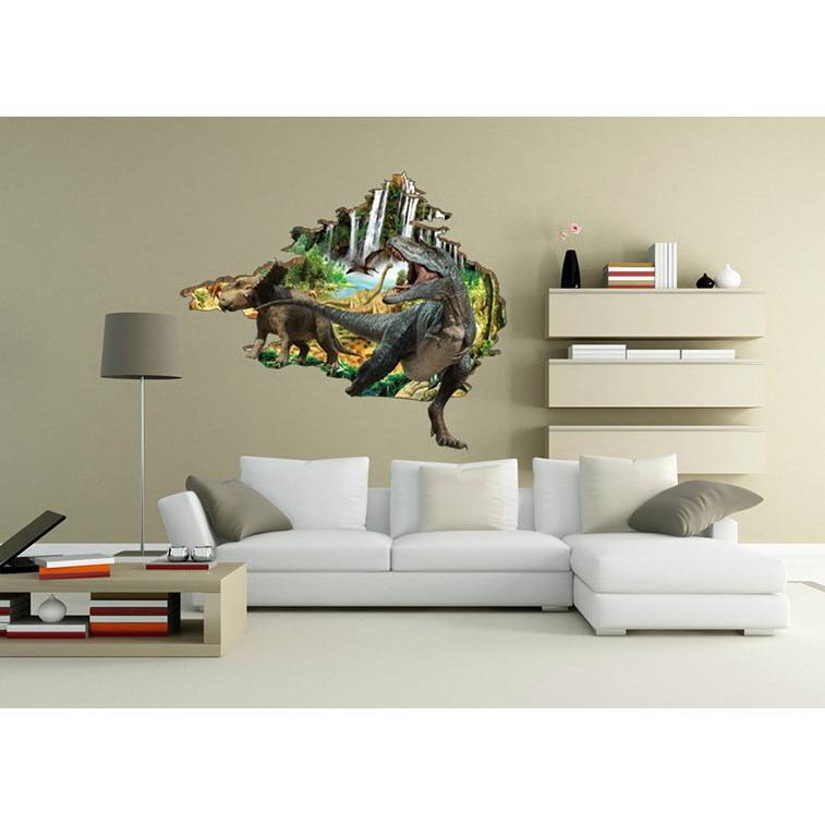 Explosion children's room bedroom 3D three -dimensional decorative wall stickers can remove dinosaur floor dinosaur era