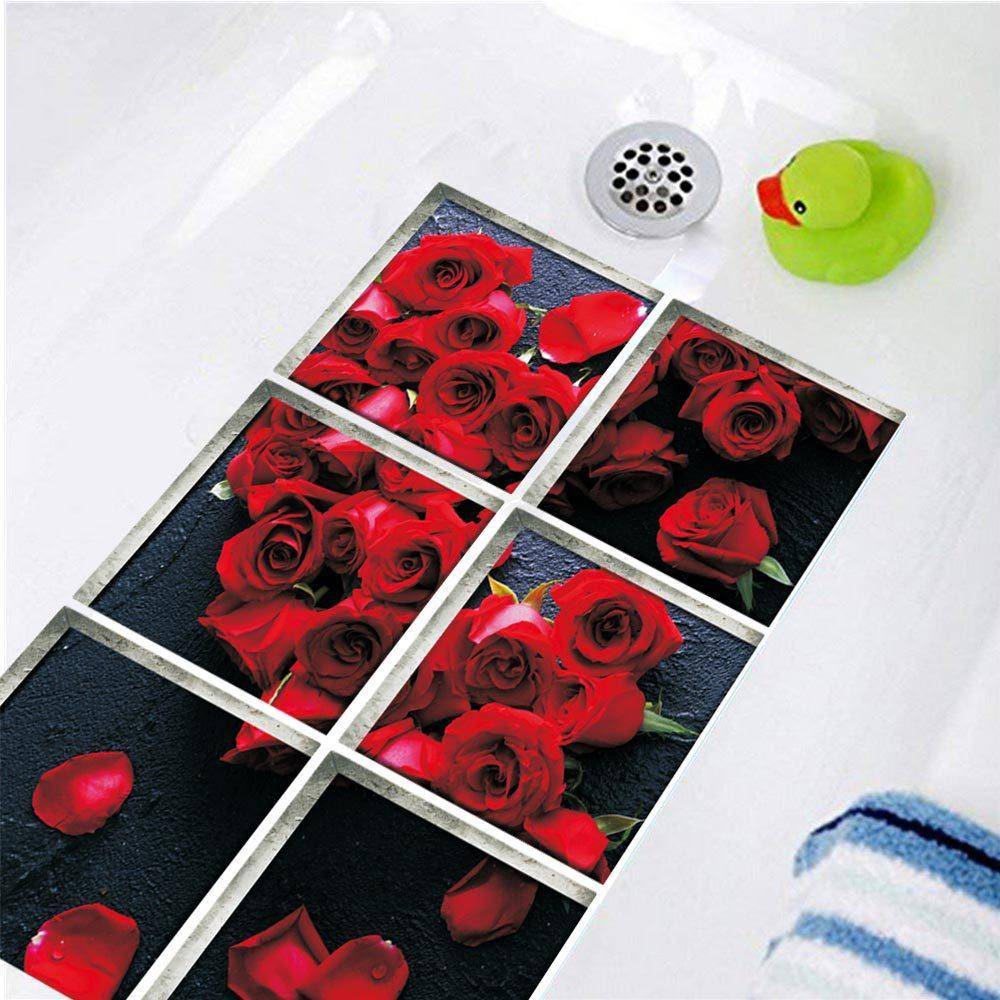 3D rose toilet three -dimensional environmentally friendly bathtub self -stick slip sticker children's bathtub waterproof and wear -resistant sticker
