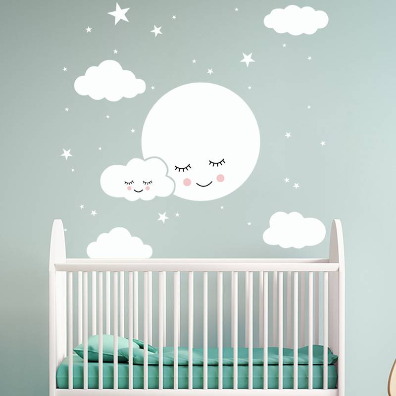 Factory Direct Selling Smile Star Baiyun Cartoon Patch Children's Room Decoration Sticker Creative Print FX-D1