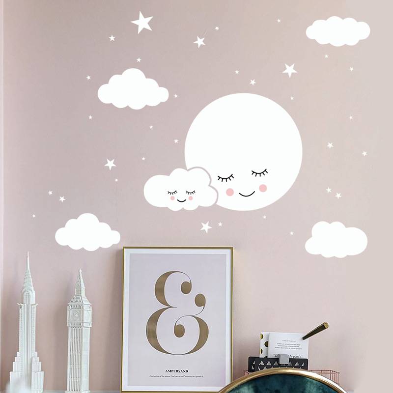 Factory Direct Selling Smile Star Baiyun Cartoon Patch Children's Room Decoration Sticker Creative Print FX-D1