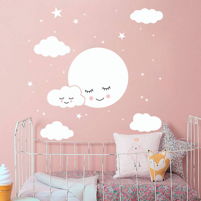 Factory Direct Selling Smile Star Baiyun Cartoon Patch Children's Room Decoration Sticker Creative Print FX-D1
