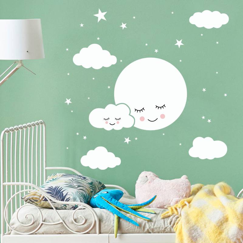 Factory Direct Selling Smile Star Baiyun Cartoon Patch Children's Room Decoration Sticker Creative Print FX-D1