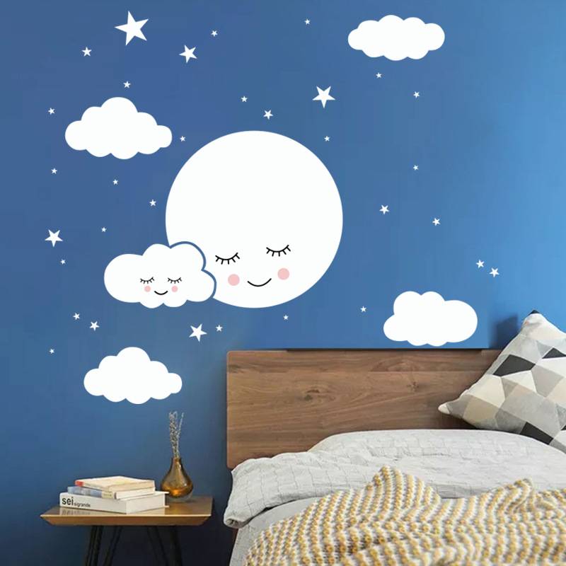 Factory Direct Selling Smile Star Baiyun Cartoon Patch Children's Room Decoration Sticker Creative Print FX-D1