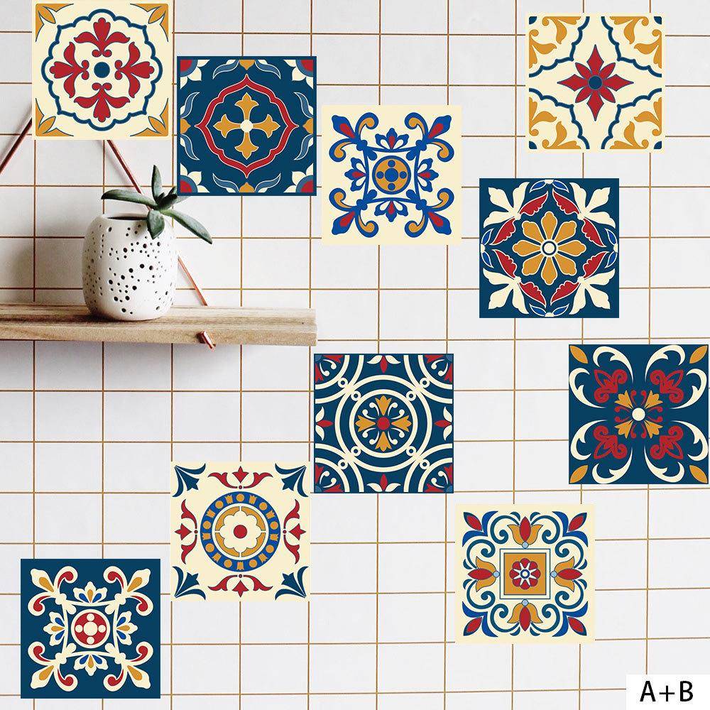 Genuine new waterproof European -style painted tile sticker kitchen DIY stitching creative decorative tile wall stickers